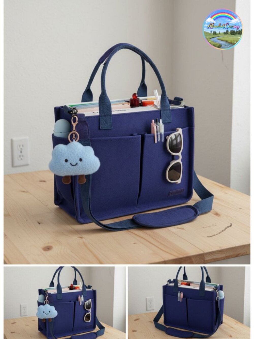 Canvas Tote Bag Women Zipper Laptop Purse Compartments Luggage Sleeve